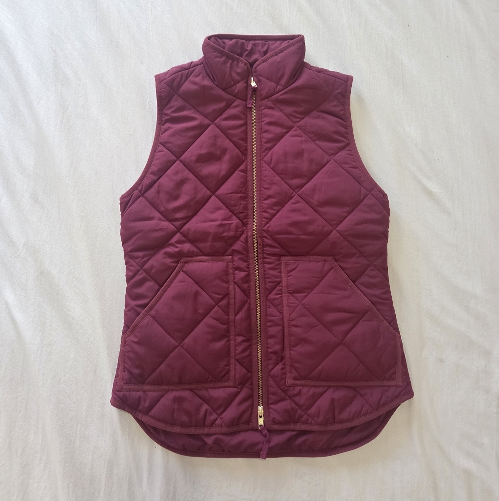 J. Crew Quilted Burgundy Vest